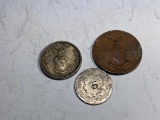 US 3 cent nickel, and 2 War Time Flilpinas coins