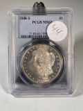 1880S Morgan Silver Dollar, graded MS63 by PCGS