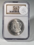 1880S Morgan Silver Dollar, graded MS63 by PCGS