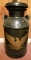 RARE Antique Steel Black Metal Dairy Milk Can Jug with Iron Handles, Eagle Decal & Lid