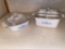 2 Pieces of Square Corningware Cornflower Ovenware Dishes with Pyrex Glass Lids
