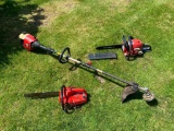 Two Chainsaws and Weed Wacker