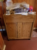 Wooden Cabinet with All Contents On and Inside Including Candy Molds & Baking Books