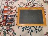 Ford Fairlane & Ford Model A Roadster...Die Cast Metal Toy Cars with Slate Chalkboard