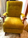 Vintage Chartreuse Upholstered Rocking Chair