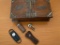 Wood and Brass Cigar/Cigarette Box plus Accessories