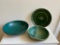 Lot of Handmade Green Ceramic Bowls and Plate