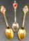 Vintage Kyoto Travel Spoon and 2 Golden Asian Inspired Spoons