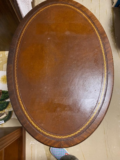 LEATHER TOPPED SIDE TABLE