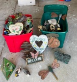 Two Bins of Garden Decor