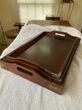 Three Nesting Trays with Brass Corner Pieces