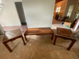 Dark Wood Coffee Table and Two Side Tables