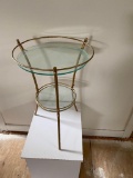 Two-Tier Glass and Brass Side Table