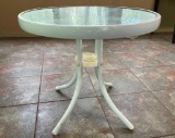 Glass Top Round Patio Side Table