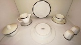 RARE Art Deco Villeroy and Boch Luxembourg China Set - Service for 12 in Varia Black Pattern