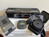 Audio/Video Lot. Panasonic CD Player, Gemini VHS Rewinder, and Ambience Dual-Deck Cassette