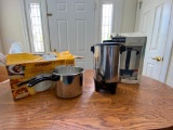 West Bend Coffee Percolator, and Presto Pressure Cooker