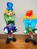 RARE! A Pair of Vintage Murano Glass Clown Figurines