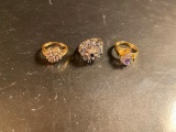 Three Rings with Clustered Stones