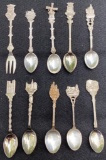 10 Vintage Silver Travel Spoons from European Countries