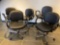 BLACK LEATHERETTE OFFICE / CLIENT CHAIRS WITH ARMS AND MOBILE CHROME BASES
