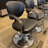 2 CLASSIC BLACK HYDRAULIC SALON STYLING CHAIR WITH CHROME BASE