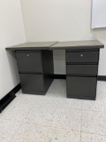 Two Metal Locking Cabinets with Tops