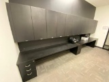 Built-In Desk with Upper Cabinets and Steelcase Files