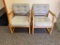 Two Grey Fabric and Wood Side Chairs