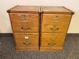 Two Wood 2-Drawer File Cabinets