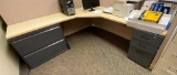 Corner Desk with Metal Drawers