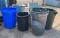 Lot of Six Miscellaneous Brands and Sizes Industrial/Garage Trashcans