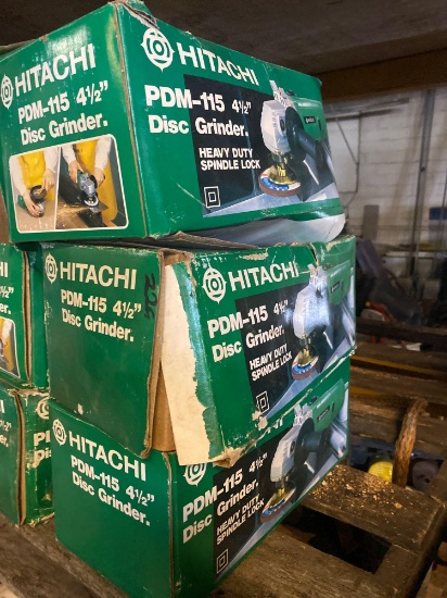 (3) New in Box Hitachi 4 1/2 in Grinders