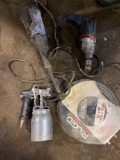 Assorted power tools, new air hose and Spray can