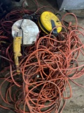 Large lot of extension cords and shop lights