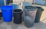 Lot of Six Miscellaneous Brands and Sizes Industrial/Garage Trashcans