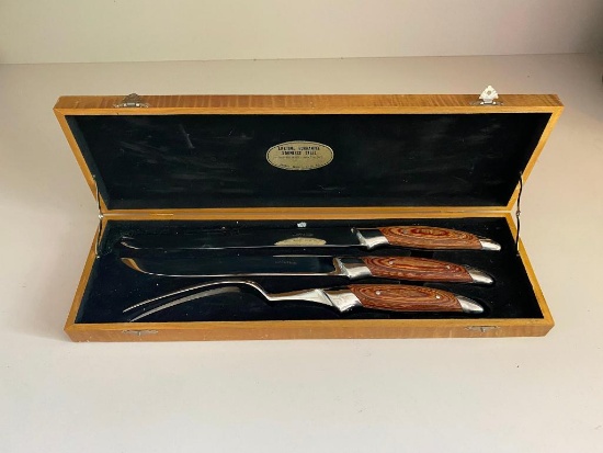 Wood Handled Stainless...Steel Carving Set in Wooden Box