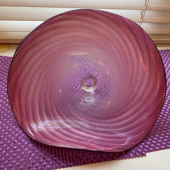 Large Hand Blown Glass Dish