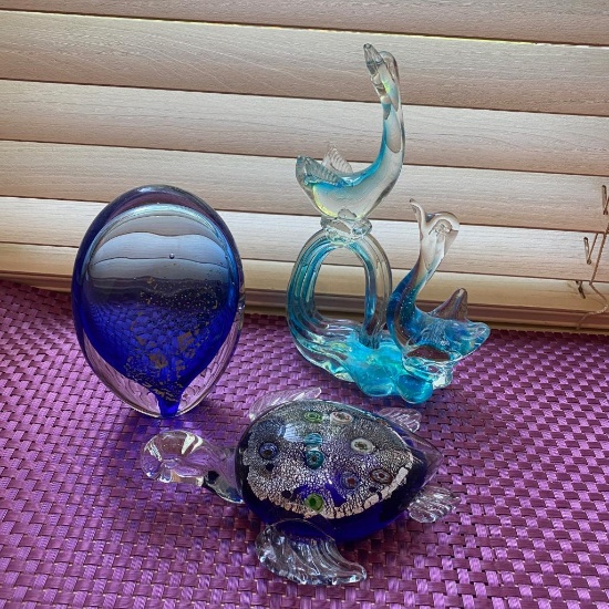 3 Pieces of Blue Glass