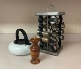 Spice Things Up with This Kitchen Lot. A Stovetop Tea Kettle, Spinning Spice Rack, and a Wooden