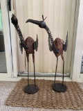 Metal and Wicker Flamingos