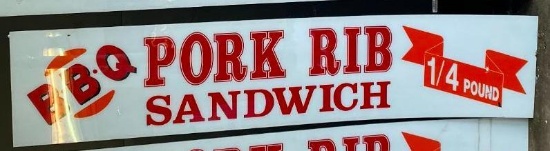 Acrylic BBQ Pork Rib Sandwich" Sign (Style C)