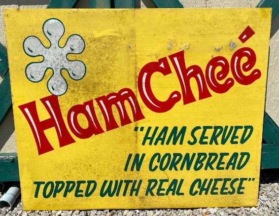 Vintage Metal Sign: "Ham Chee"/"Weber's Frankfurters"