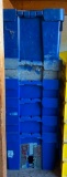 Stack of Six Blue Plastic Rectangular Buckets
