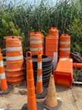 Assorted street pylons and cones. Approx 30 pcs