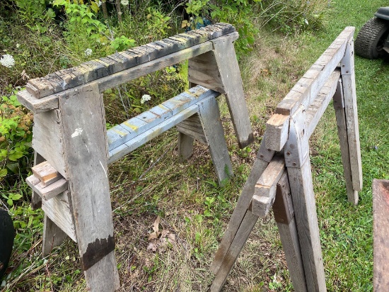 (2) sets of wooden sawhorses