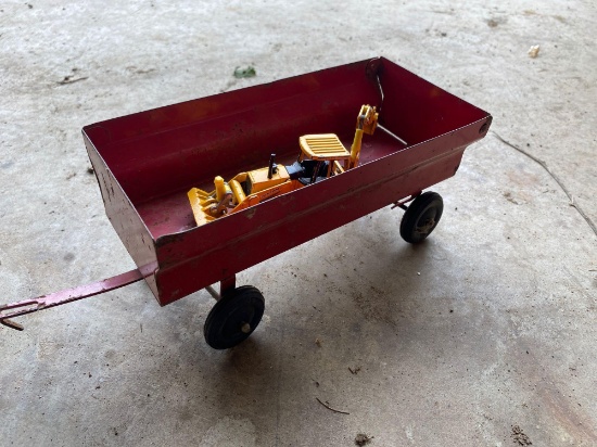Vintage Toy Farm Wagon & Backhoe