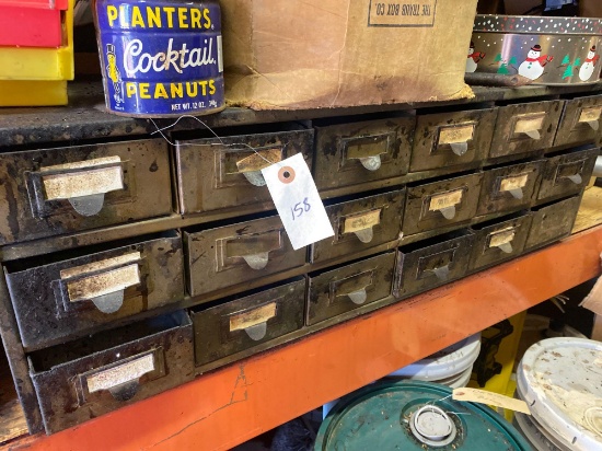 Vintage parts sorter w/ contents