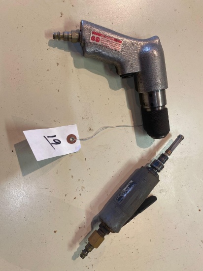 (2) assorted air tools- drill & grinder
