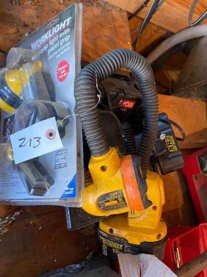 Dewalt batteries, ryobi batteries and work lights